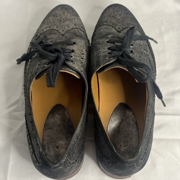 Earthies Santana Pewter Shoes Womens 8.5B Gray Leather Lace Up Wingtip Oxford - Picture 6 of 12